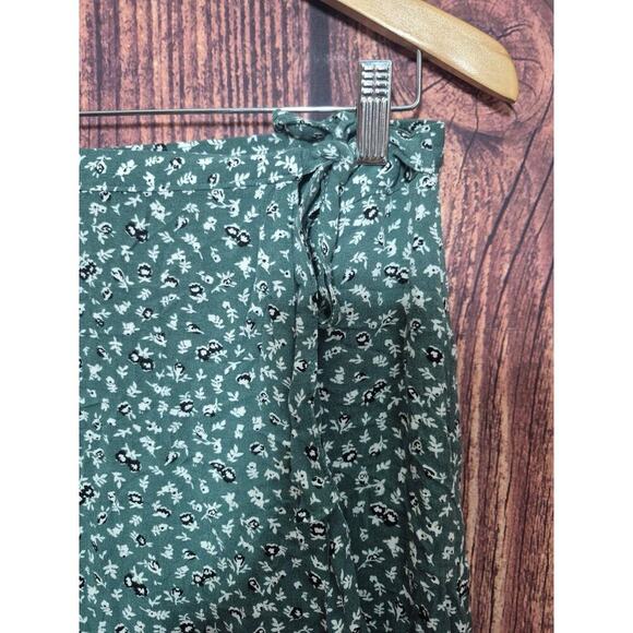 Abercrombie & Fitch Sz M Floral Green Ruffle Wrap Midi Skirt Modest Romantic - Picture 3 of 7